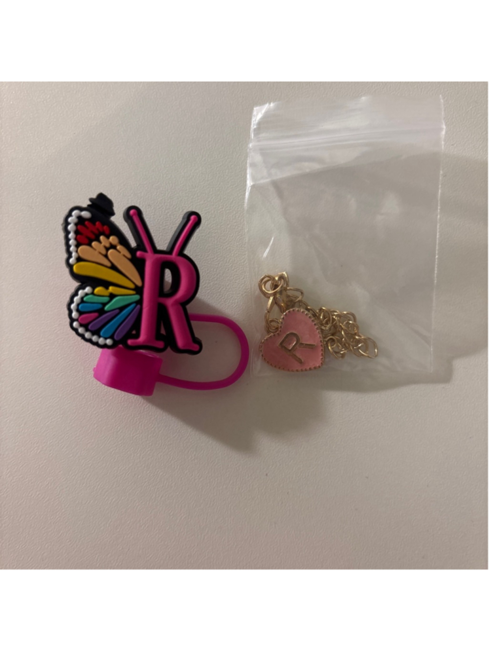 Stanley Cup Cover with 'R' Initial Charm – Cute Tumbler Lid Accessory